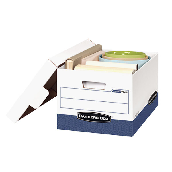 A white Banker's Box file storage box with a lift-off lid.