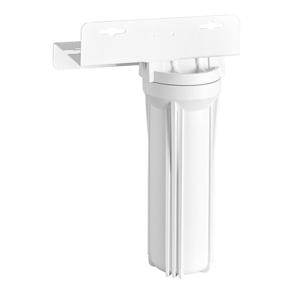 A white rectangular C Pure water filter holder with a white cover and bracket.