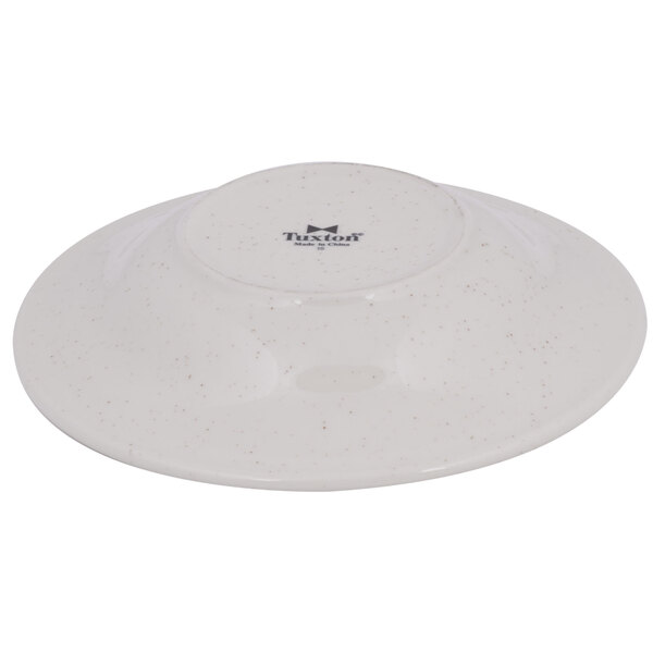 A brown speckle rim Tuxton Bahamas soup bowl.