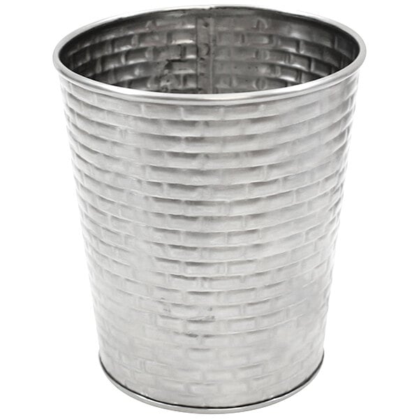 A silver metal Tablecraft Brickhouse serving bucket.