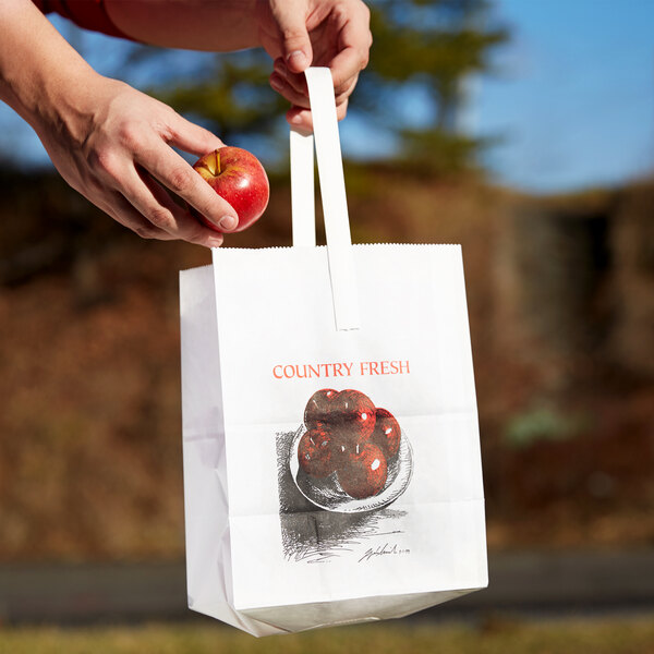 1/2 Peck White Paper Apple Tote Bag