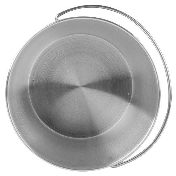 A Clipper Mill stainless steel round serving bucket with a handle.