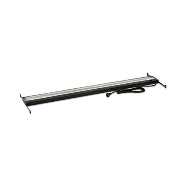 A long black metal rectangular LED task light with a black cord.