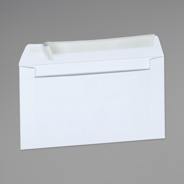 A Universal white business envelope with a white peel seal strip.