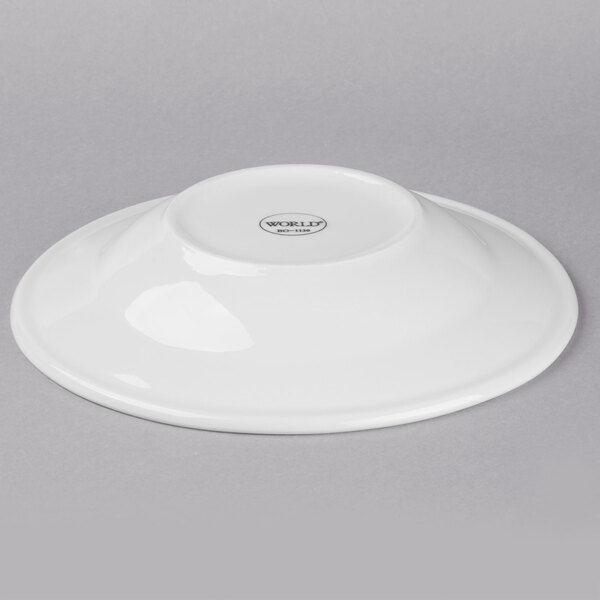 A white Libbey porcelain soup bowl with a bright white rim.