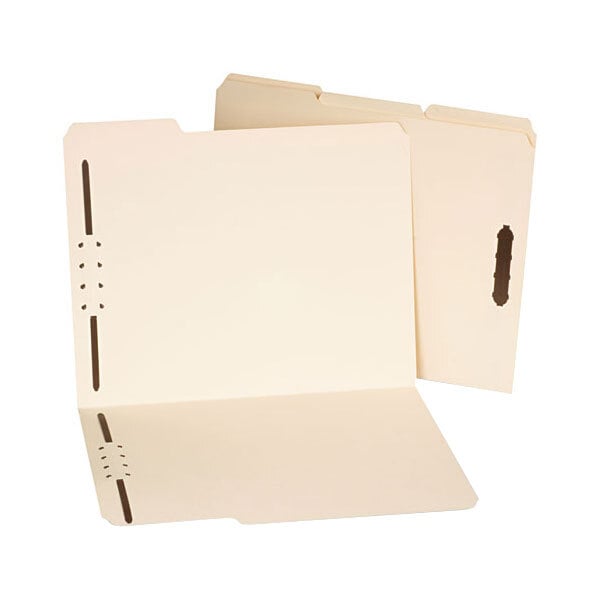 Two Universal letter size folders with 2 fasteners and 1/3 cut tabs.