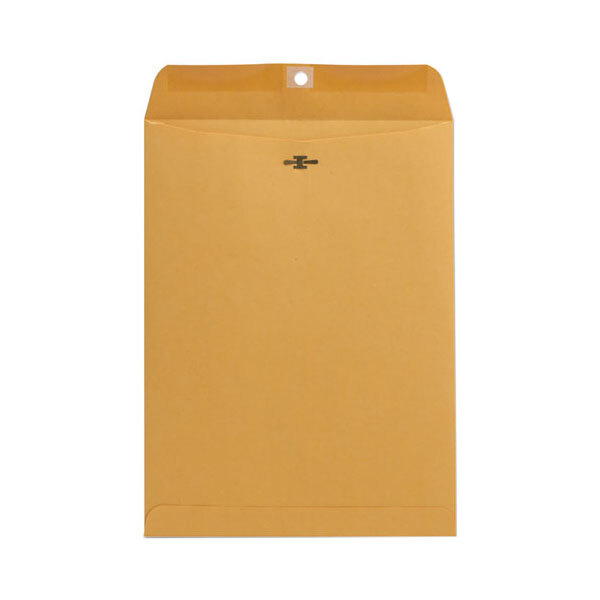 A brown Universal Kraft file envelope with a clasp and gummed seal.