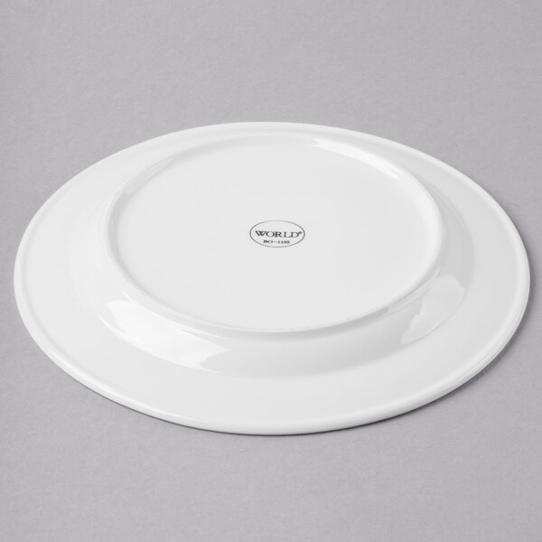 A white Libbey porcelain plate with a circular rim.