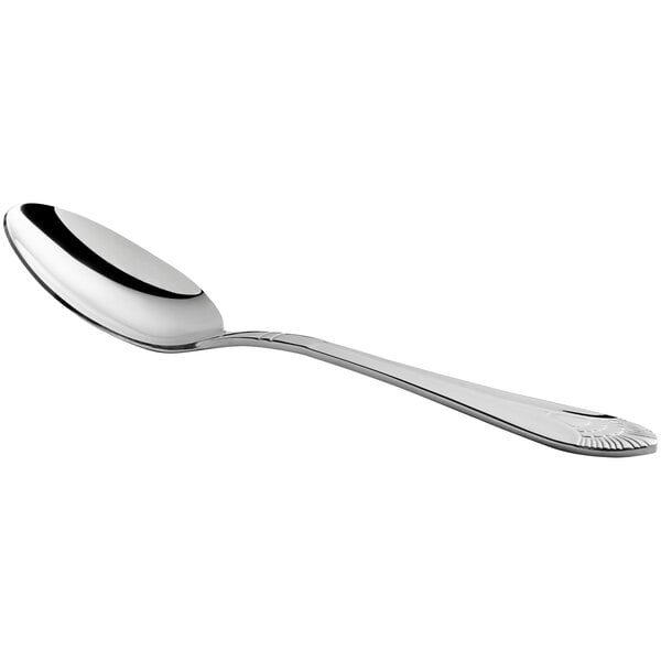 An Acopa Monaca stainless steel serving spoon with a silver handle and spoon.