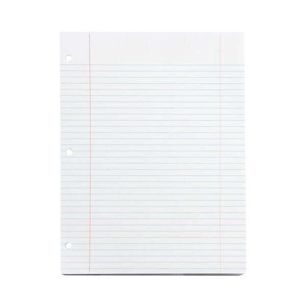 A piece of white Universal college rule lined paper.