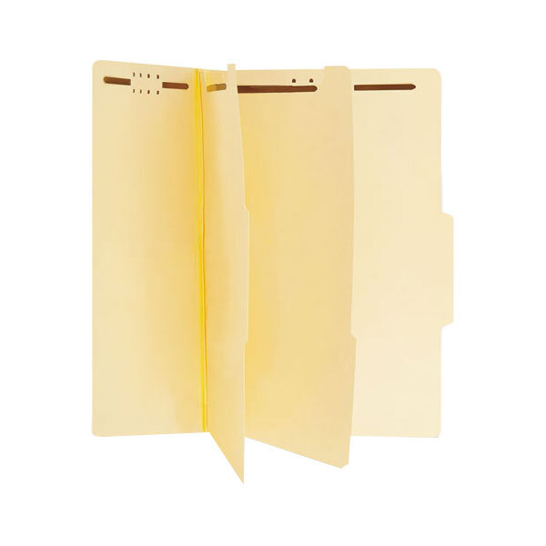 A close-up of a Universal yellow letter-size classification folder.