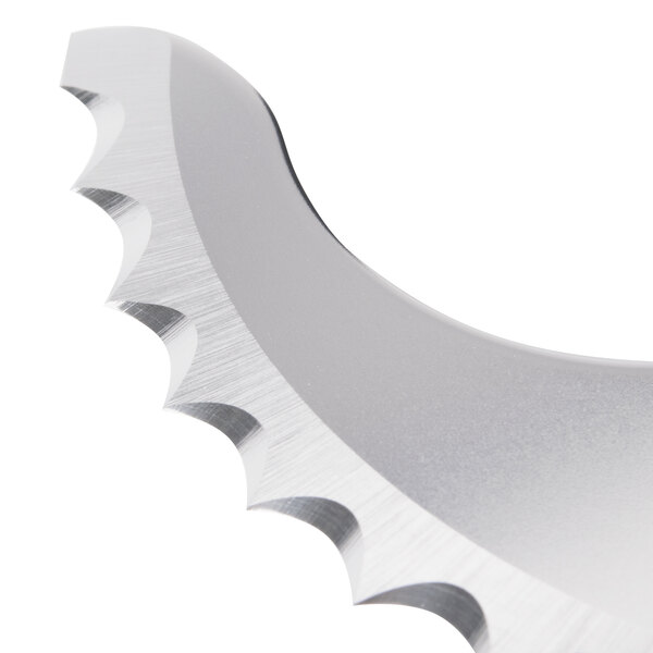 A close up of the Robot Coupe Coarse Serrated "S" Blade assembly.