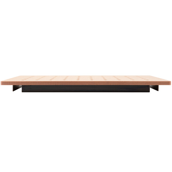 A brown rectangular Tablecraft carving station template with perforations.