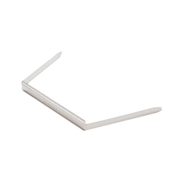A metal frame with two white metal prongs.