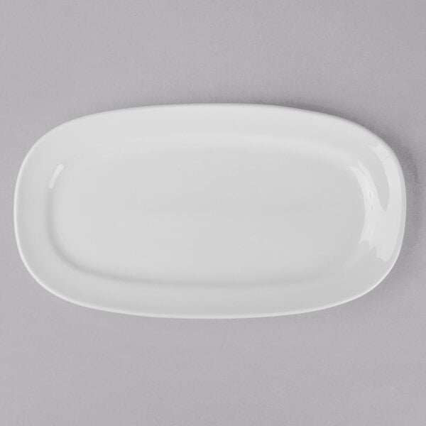 A bright white Libbey porcelain oval racetrack platter.