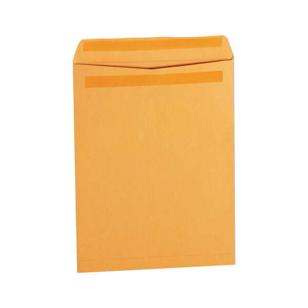 A close-up of a brown Universal Kraft file envelope with yellow tape on it.