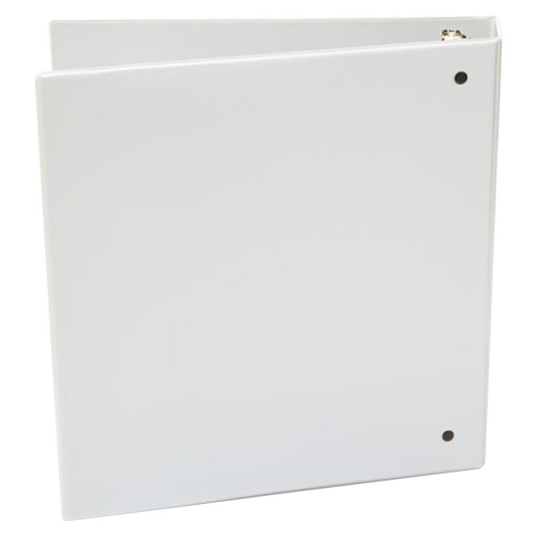 A white Universal economy non-stick view binder with metal rings on the front.