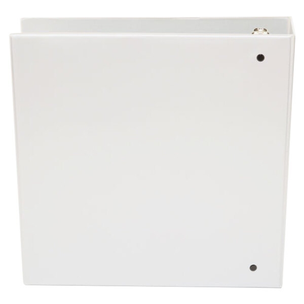 A white Universal Economy non-stick view binder with metal rings and a hole in the middle.