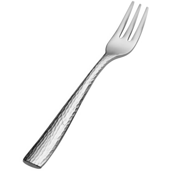 A Bon Chef stainless steel oyster/cocktail fork with a silver handle.