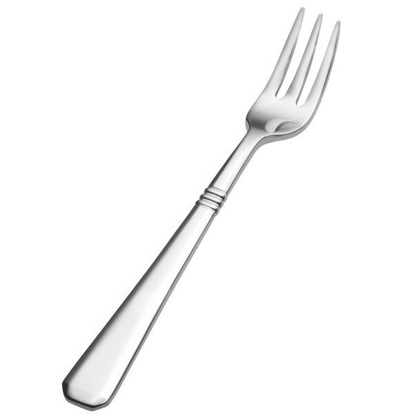 A Bon Chef stainless steel fork with a silver handle.