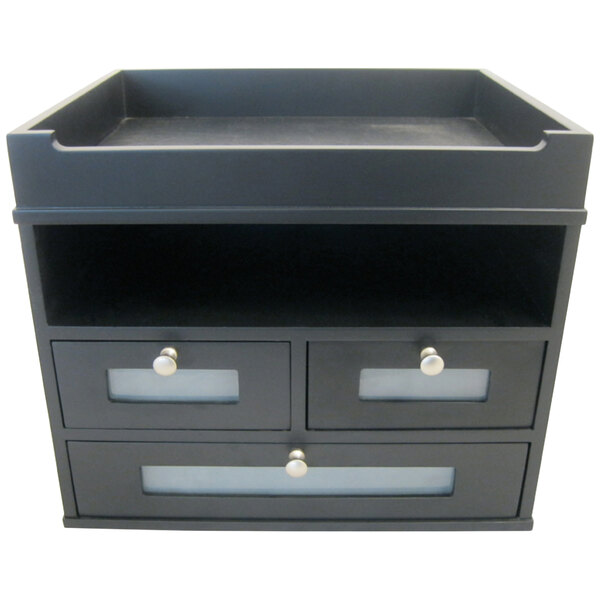Victor 55005 Midnight Black Collection 12 13 16 X 10 5 8 7 Section Wood Desktop Organizer