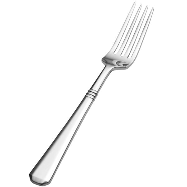 A Bon Chef stainless steel salad/dessert fork with a silver handle.