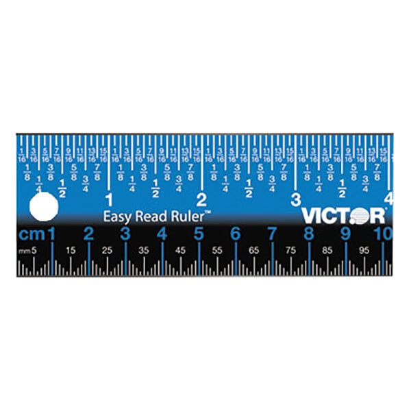 Victor EZ12SBL Easy Read 12 Blue Stainless Steel Ruler - 1/32