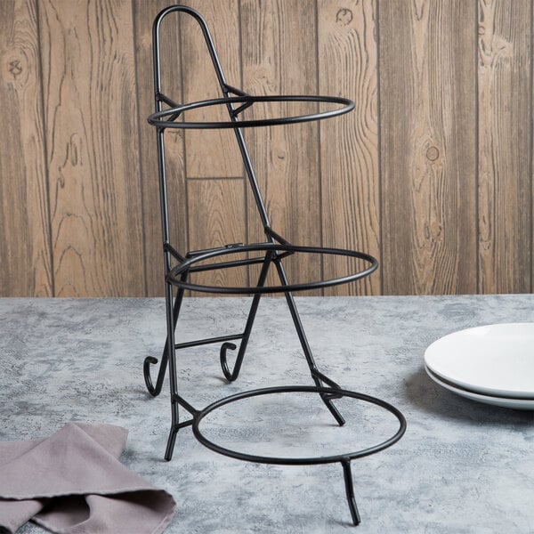 Clipper Mill By Get Ir 511 10 Black Powder Coated Iron Round 3 Tier Pizza Stand