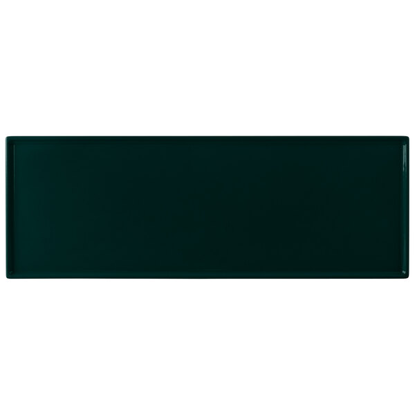 A rectangular black Tablecraft cast aluminum cooling platter with a white background.