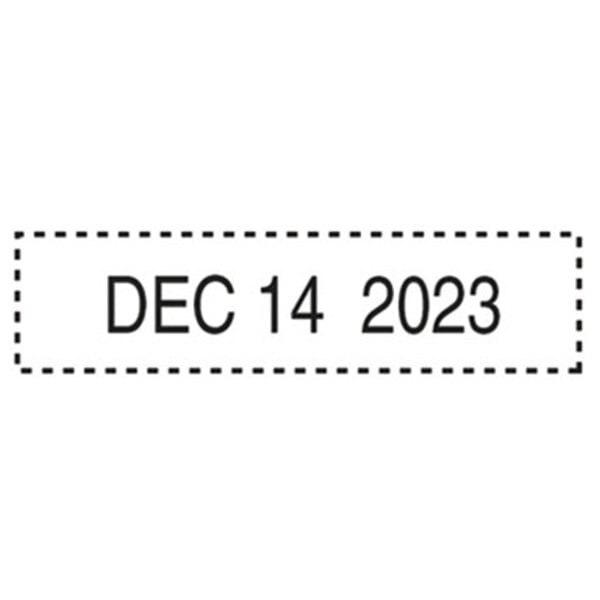 A rectangular black Trodat date stamp with the numbers "December 14, 2020" in black.