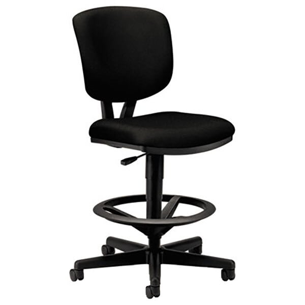 A black HON Volt office stool with a black seat and back.