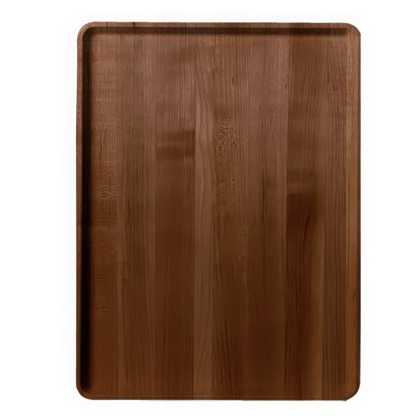 A Java teak faux-wood tray with a wood surface.