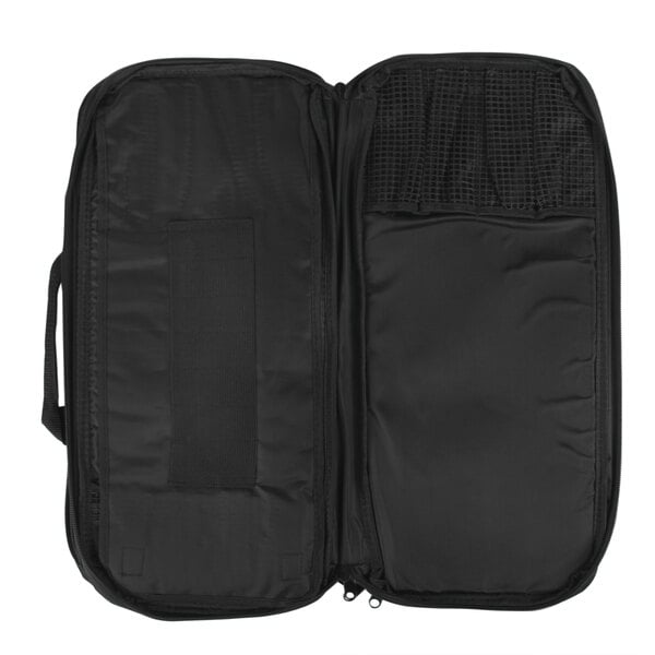 A black Dexter-Russell cutlery case with 35 pockets and a zipper.