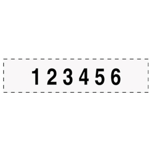 A white rectangular strip with black numbers reading "123456"