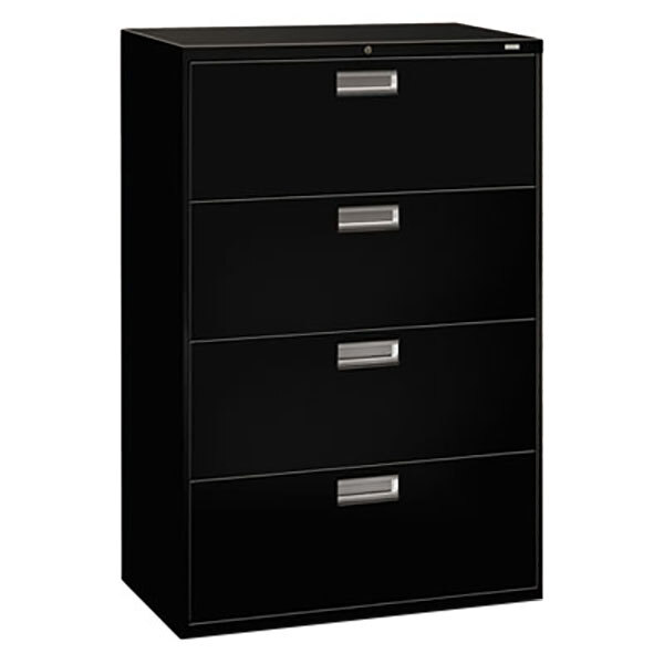 Hon 684lp 600 Series Black Four Drawer Lateral Filing Cabinet 36 X 19 1 4 X 53 1 4