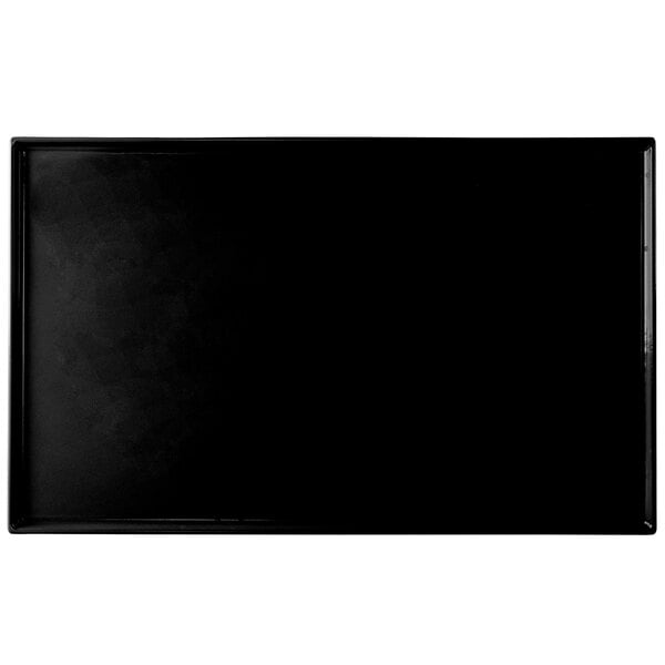 A black rectangular Tablecraft cooling platter.