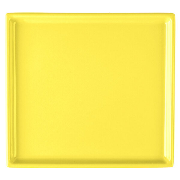 A yellow rectangular metal cooling platter.