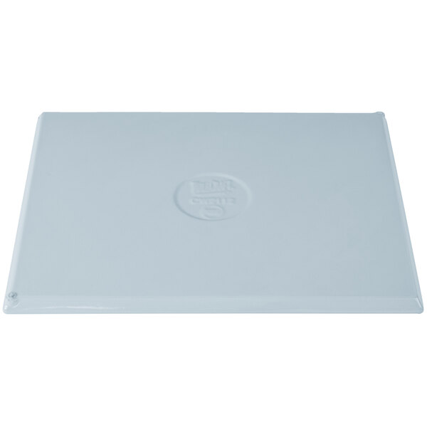 A gray rectangular Tablecraft cast aluminum cooling platter.