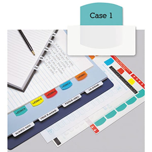 Redi-Tag multi-color plastic index tabs on several files.