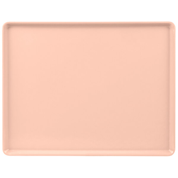 A light peach rectangular tray with a white border.