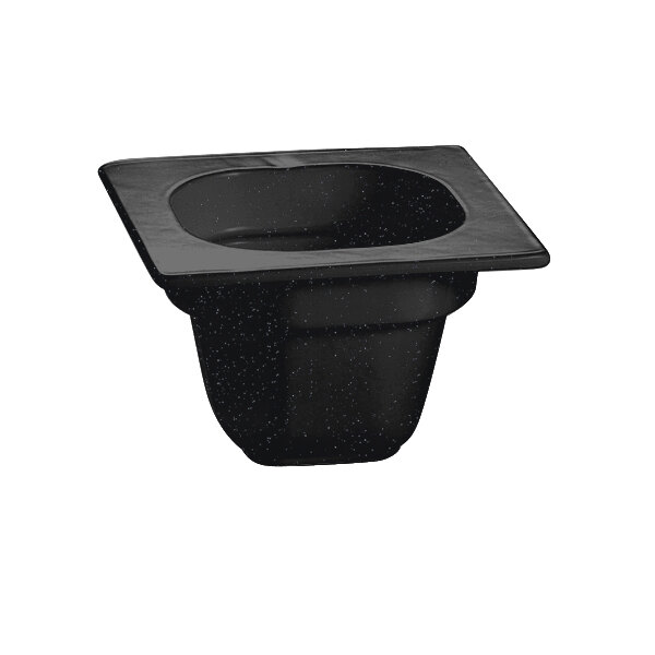 A black Tablecraft Midnight Speckle deep food pan with a square top.