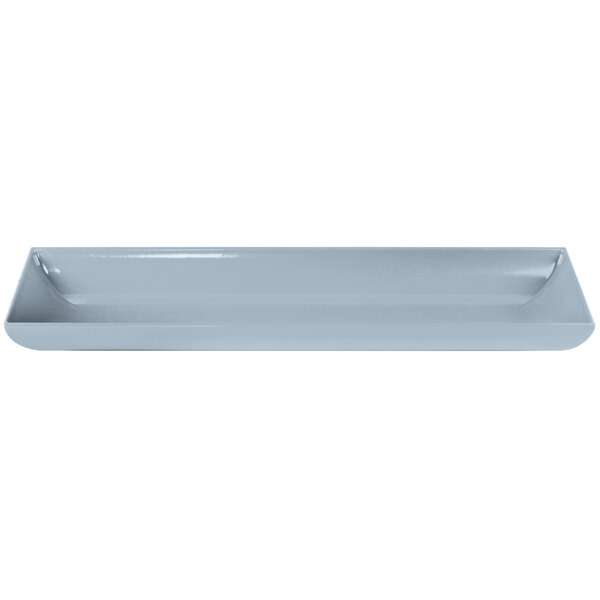 A gray rectangular cast aluminum Tablecraft platter.