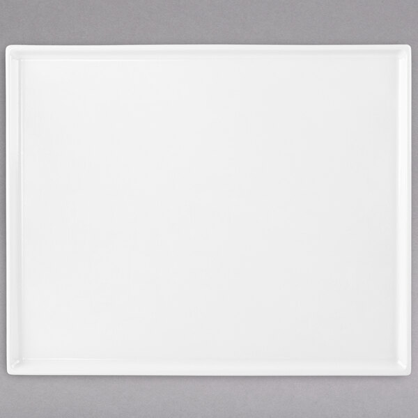 A white rectangular Tablecraft cooling platter.