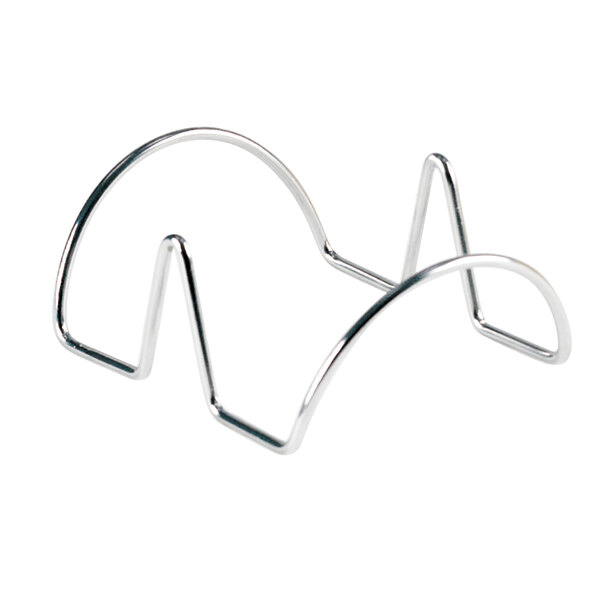 A silver metal Clipper Mill by GET taco holder with 2 compartments.