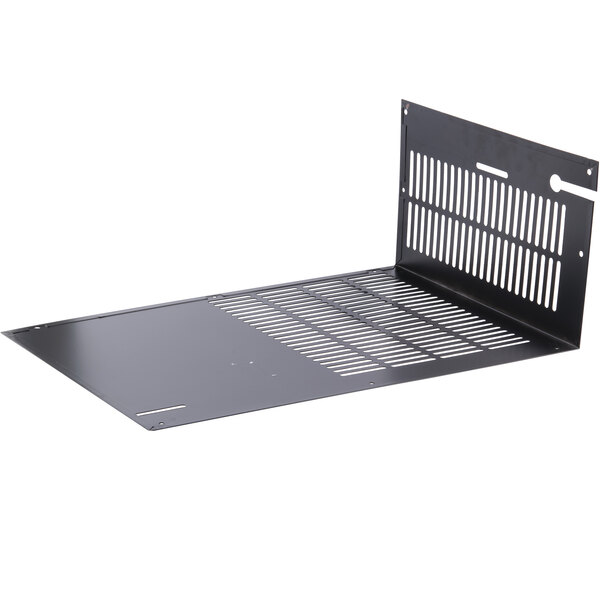 A black metal Avantco narrow depth side/back grille with holes.
