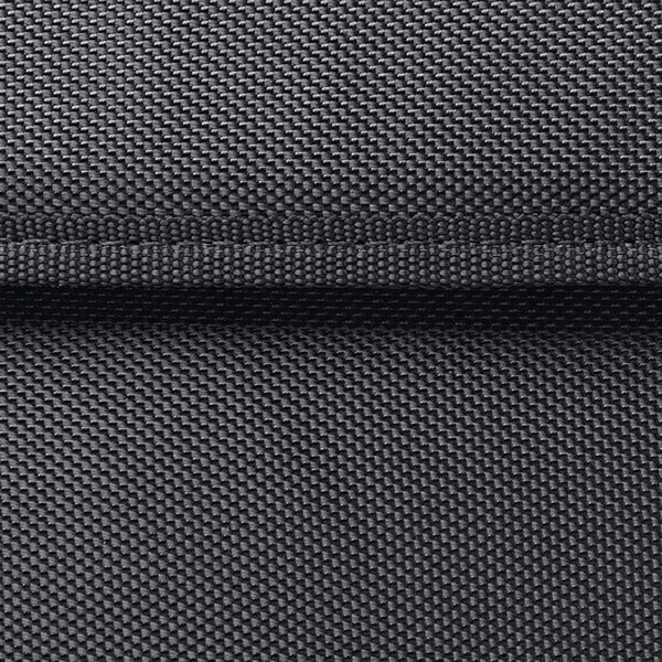 A close up of black fabric on a Solo Morgan rolling catalog case.