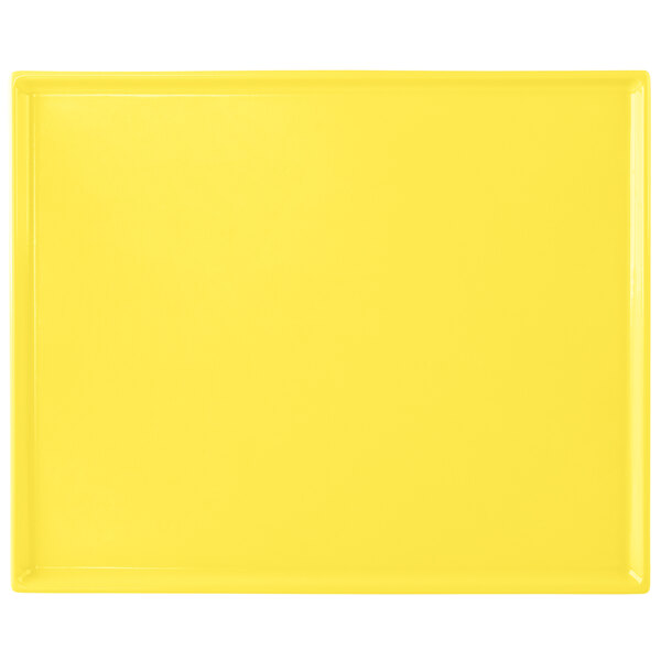 A yellow rectangular cast aluminum platter.