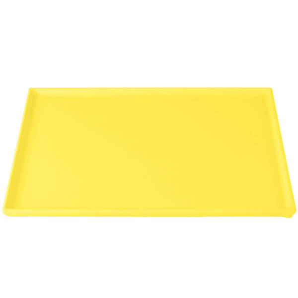A yellow rectangular Tablecraft cooling platter.