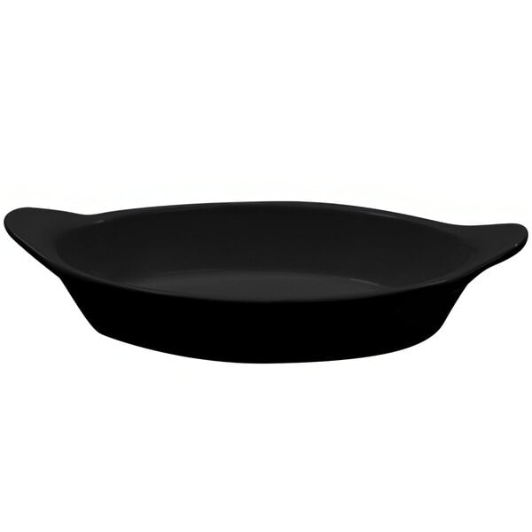 A black Tablecraft oval server with shell handles.