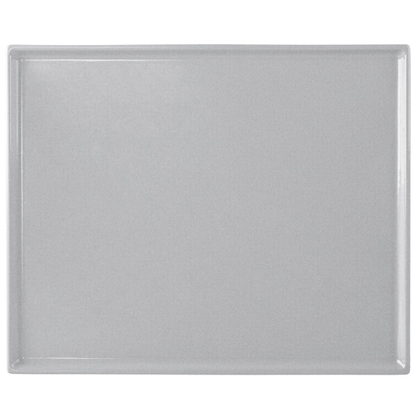 A natural cast aluminum rectangular cooling platter on a white background.